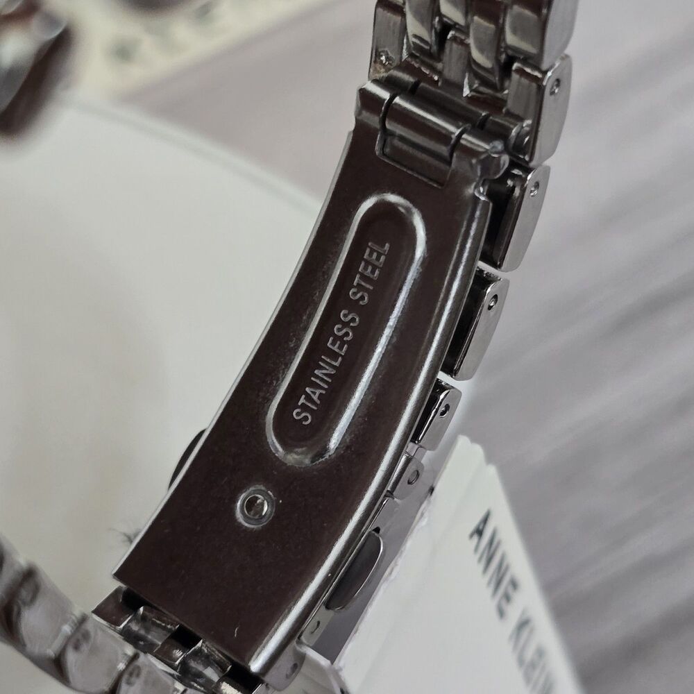 Anne Klein Silver Rectangular Roman Numeral Bracelet Watch - Picture 9 of 10